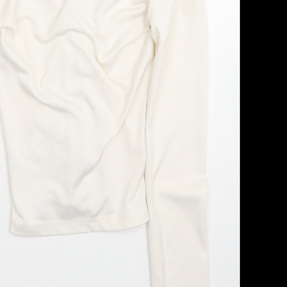 As You Womens Ivory Polyester Cropped Blouse Size 4 V-Neck