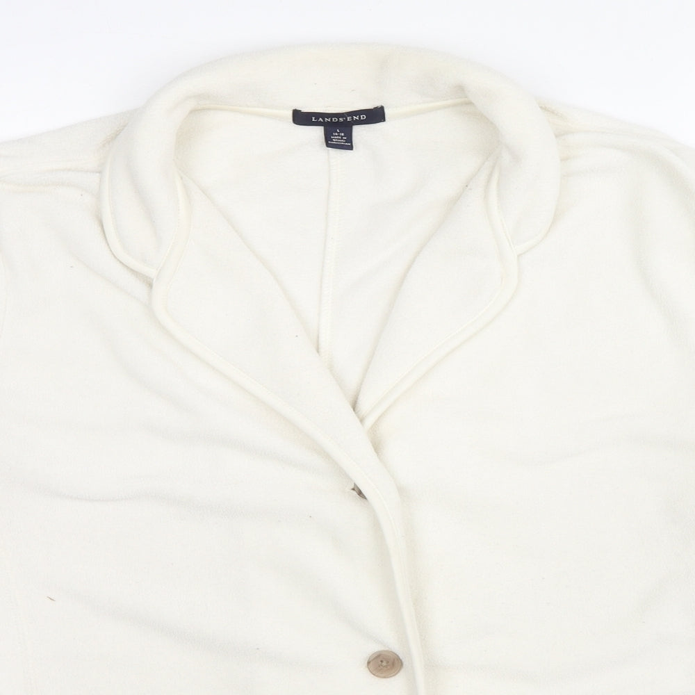 Lands' End Womens White Jacket Coat Size 14 Button - Size 14-16
