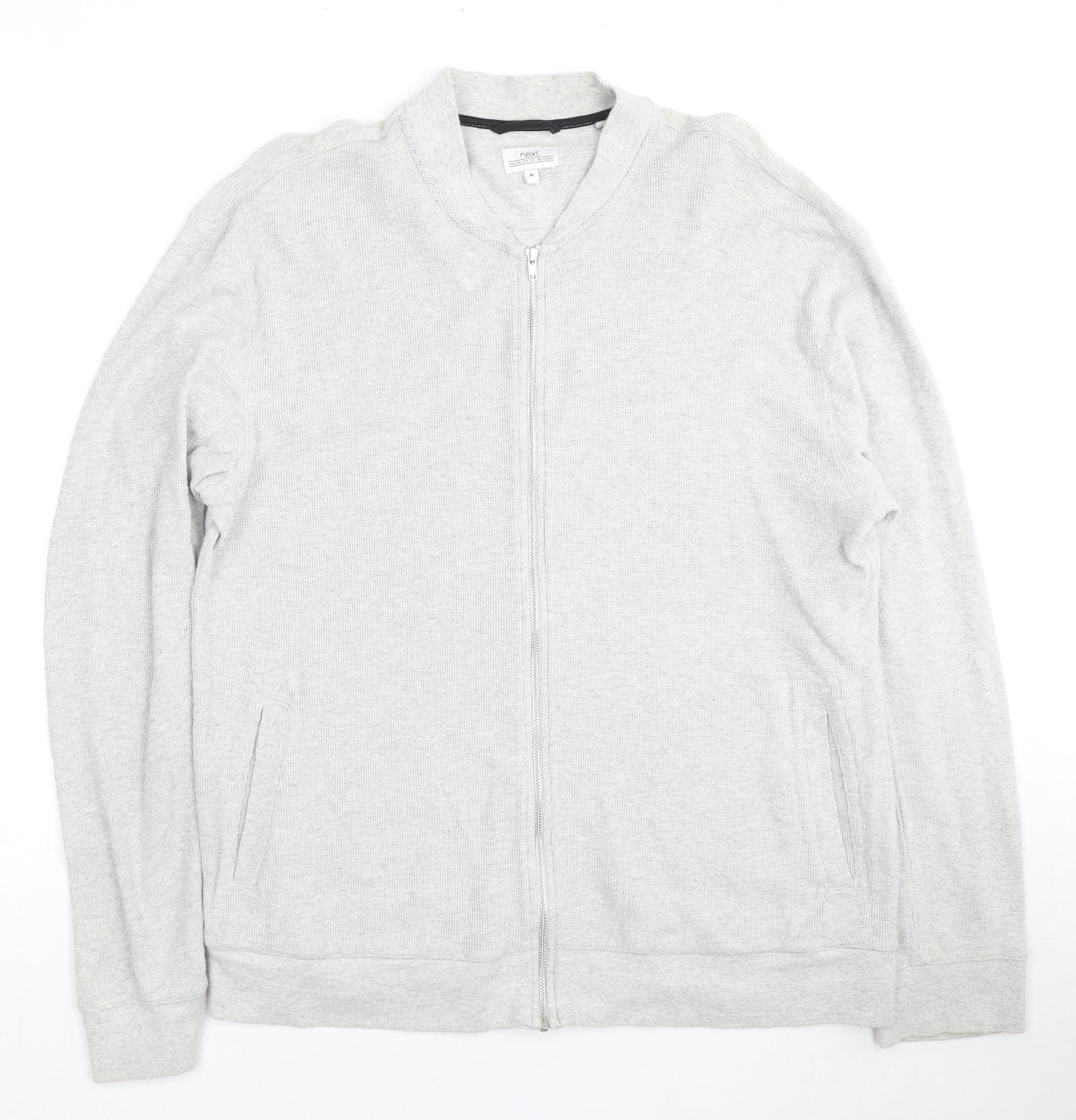 NEXT Mens Grey Cotton Full Zip Hoodie Size XL