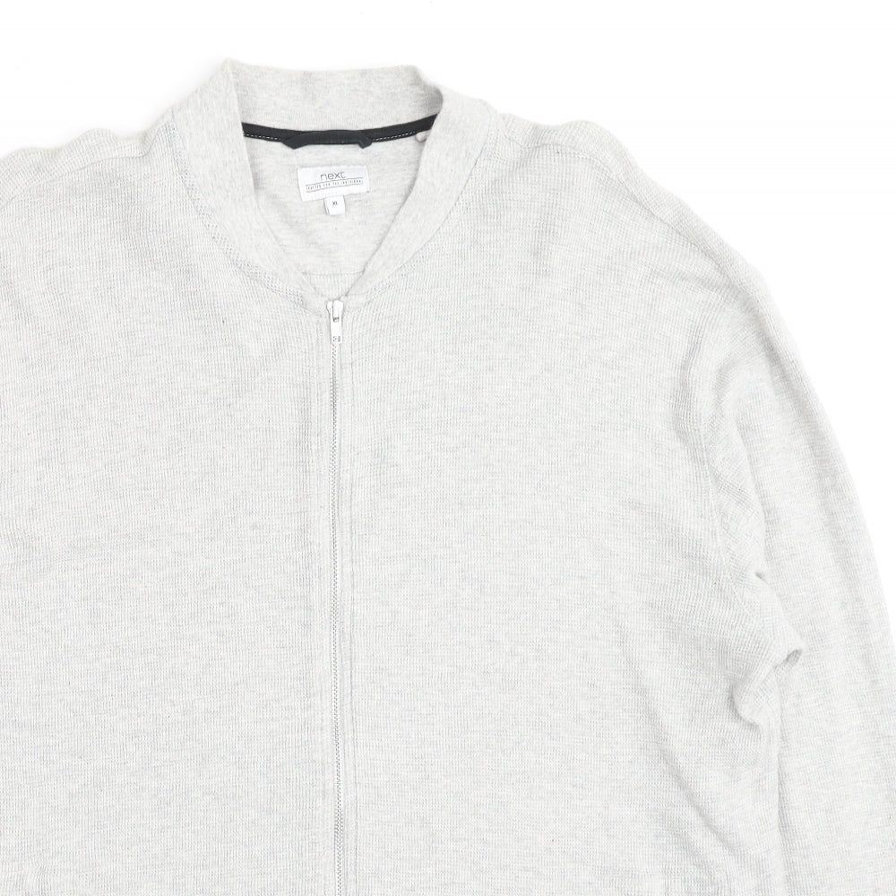 NEXT Mens Grey Cotton Full Zip Hoodie Size XL