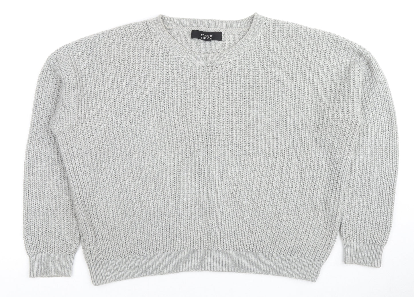 FOREVER 21 Womens Grey Round Neck Acrylic Pullover Jumper Size S