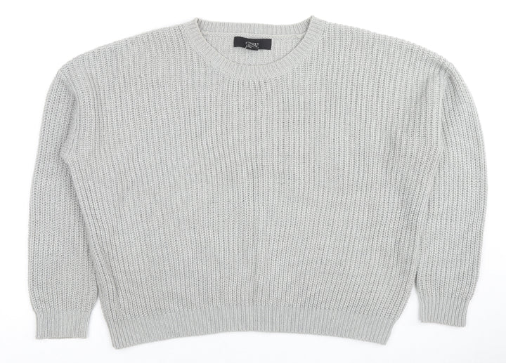 FOREVER 21 Womens Grey Round Neck Acrylic Pullover Jumper Size S