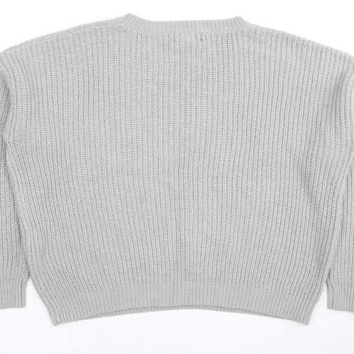 FOREVER 21 Womens Grey Round Neck Acrylic Pullover Jumper Size S