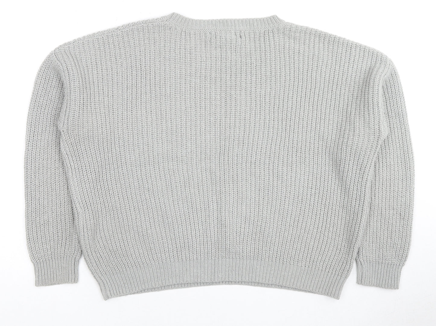 FOREVER 21 Womens Grey Round Neck Acrylic Pullover Jumper Size S