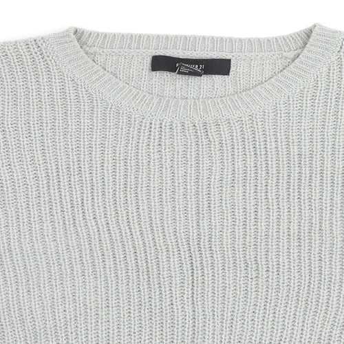 FOREVER 21 Womens Grey Round Neck Acrylic Pullover Jumper Size S
