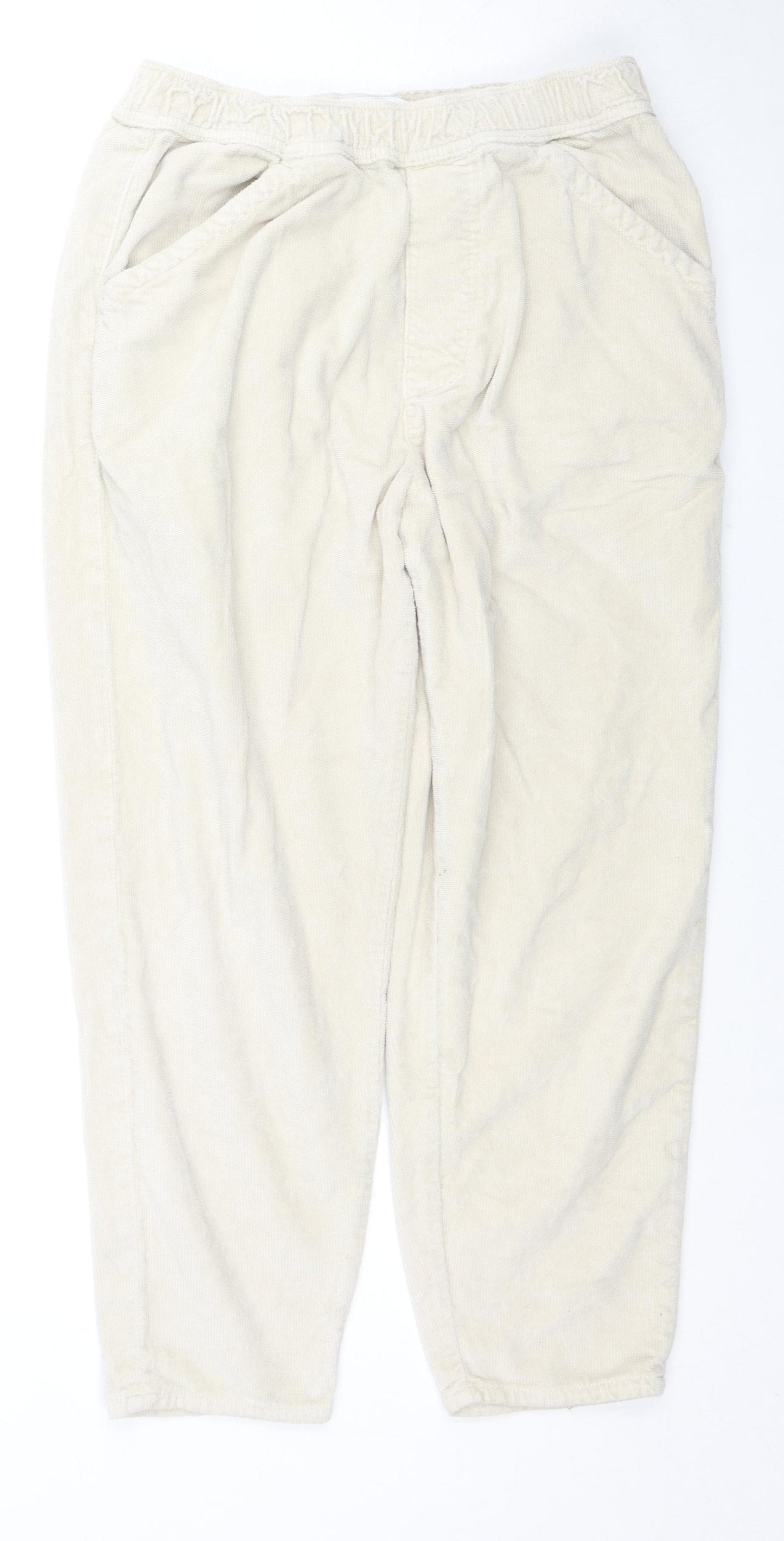 Zara Mens Beige Cotton Trousers Size M L24 in Regular Zip