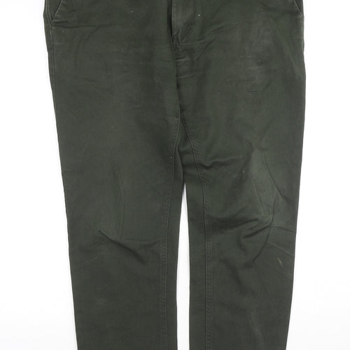 Marks and Spencer Womens Green Cotton Straight Jeans Size 36 in L31 in Slim Zip
