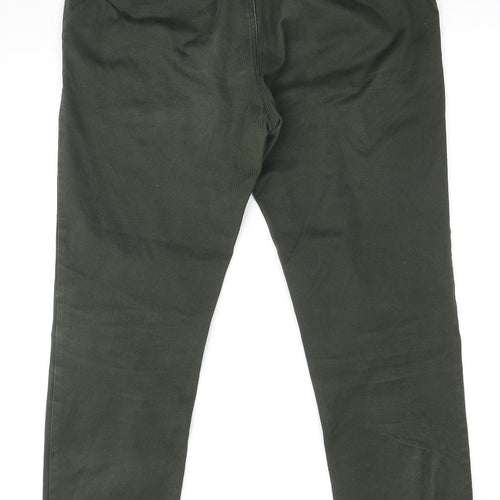 Marks and Spencer Womens Green Cotton Straight Jeans Size 36 in L31 in Slim Zip