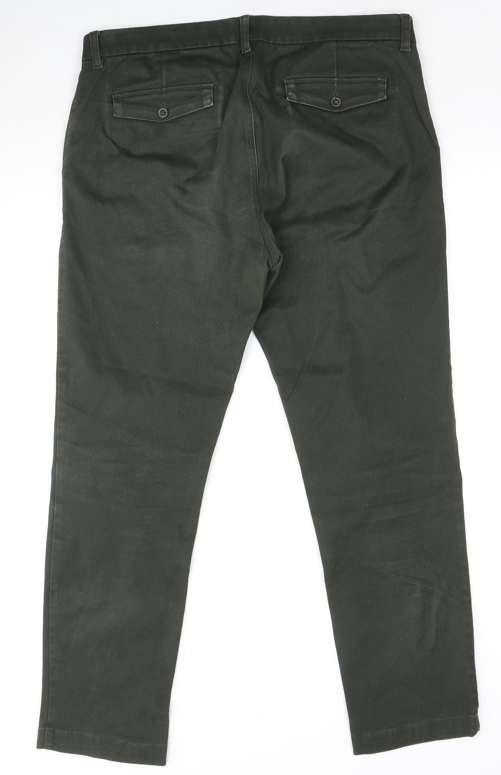 Marks and Spencer Womens Green Cotton Straight Jeans Size 36 in L31 in Slim Zip