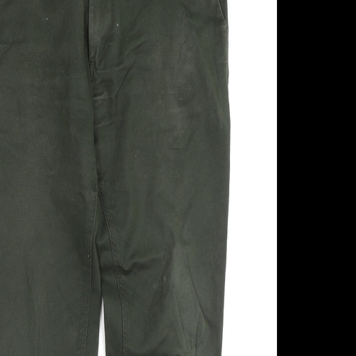 Marks and Spencer Womens Green Cotton Straight Jeans Size 36 in L31 in Slim Zip