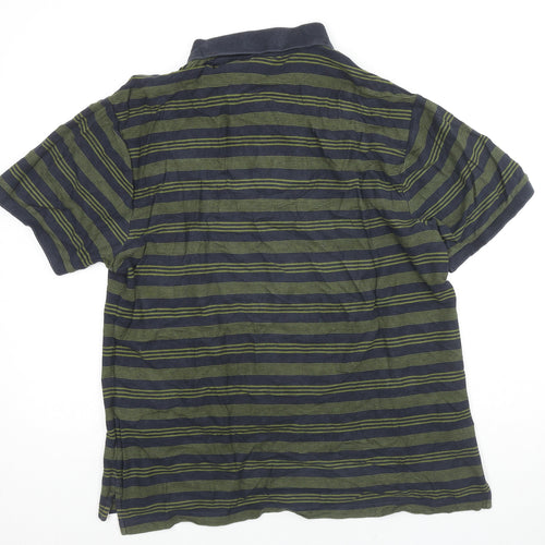 Original Penguin Mens Green Striped Cotton Polo Size XL Collared Pullover