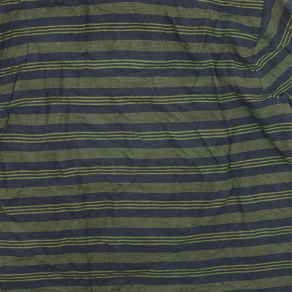 Original Penguin Mens Green Striped Cotton Polo Size XL Collared Pullover