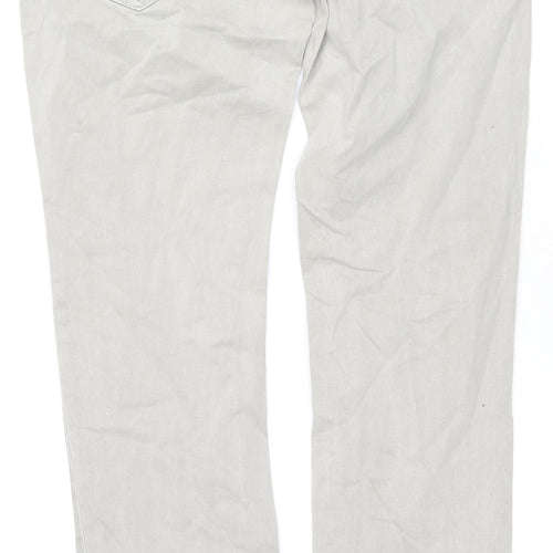Zara Mens Grey Cotton Straight Jeans Size 32 in L32 in Regular Zip