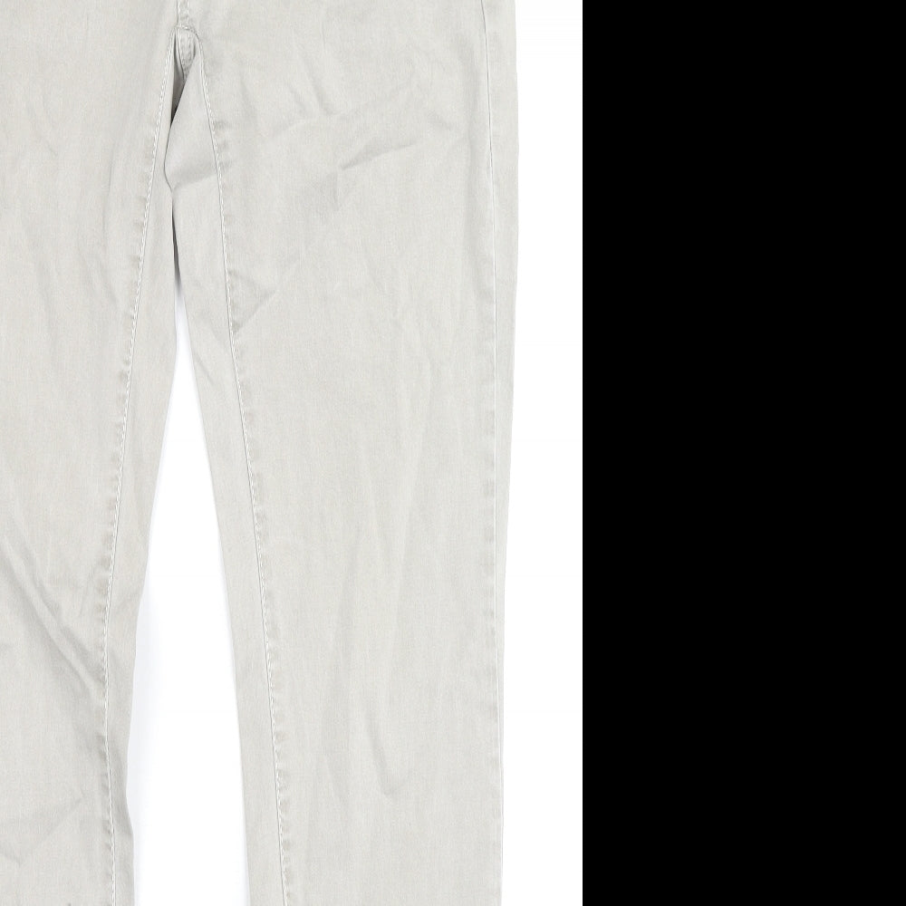 Zara Mens Grey Cotton Straight Jeans Size 32 in L32 in Regular Zip