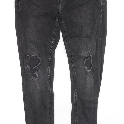 Topman Mens Grey Cotton Skinny Jeans Size 34 in L28 in Slim Zip