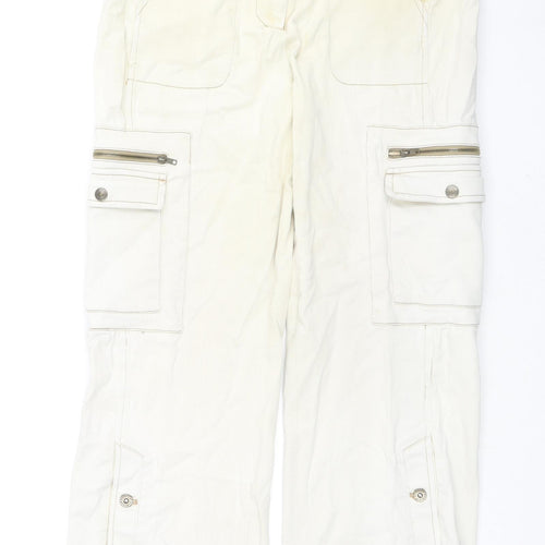 V'cocca Womens Ivory Cotton Straight Jeans Size 32 in L26 in Regular Zip