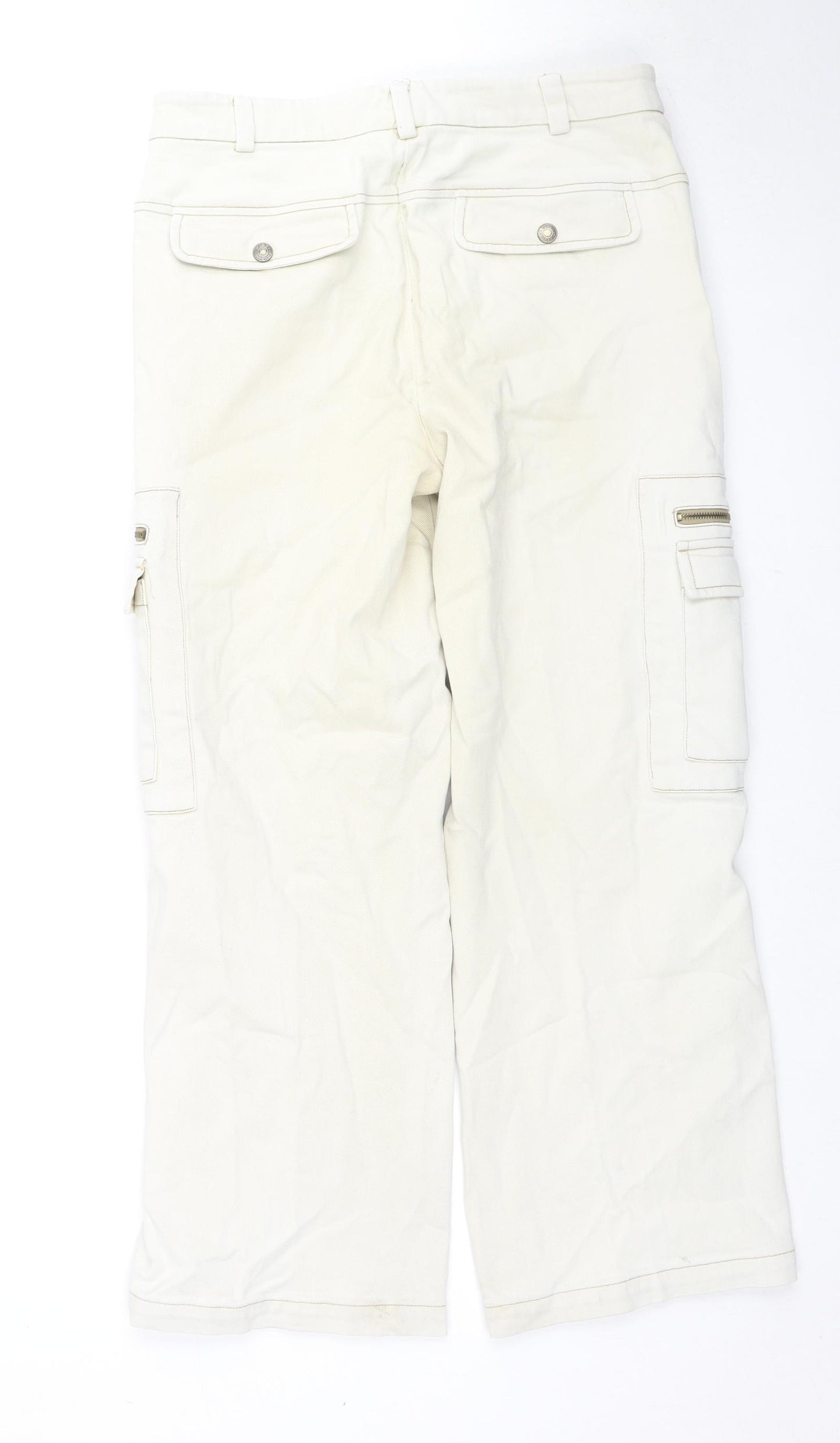 V'cocca Womens Ivory Cotton Straight Jeans Size 32 in L26 in Regular Zip