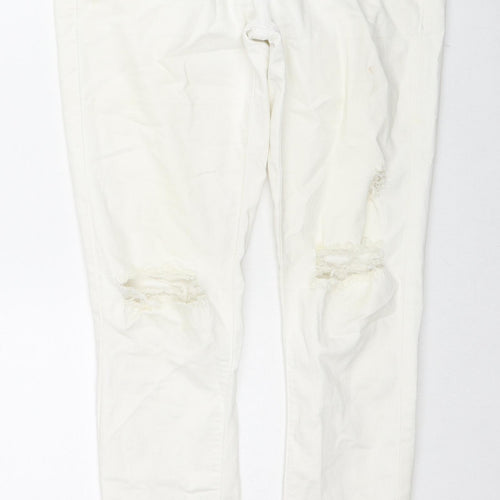 Topshop Womens White Cotton Skinny Jeans Size 30 L30 in Regular Zip