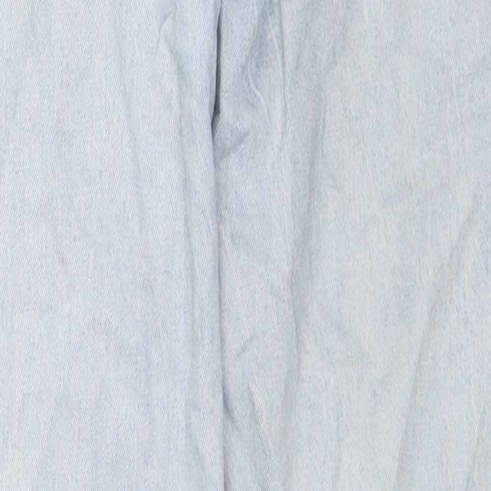 H&M Girls Blue Colourblock Cotton Straight Jeans Size 9-10 Years L24 in Regular Zip