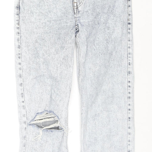 New Look Womens Blue Cotton Straight Jeans Size 4 L23 in Regular Zip
