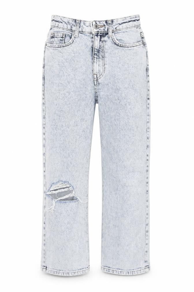 New Look Womens Blue Cotton Straight Jeans Size 4 L23 in Regular Zip