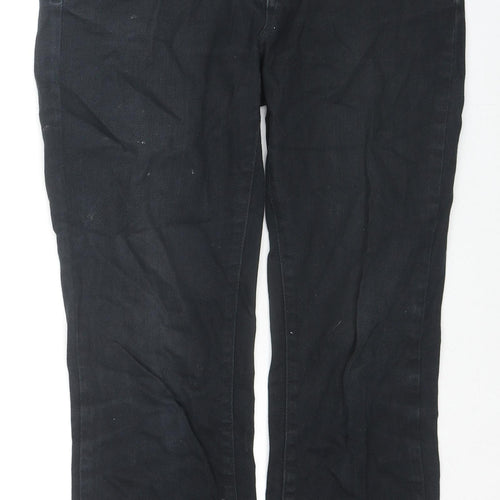 Marks and Spencer Womens Black Cotton Straight Jeans Size 10 L23 in Regular Zip