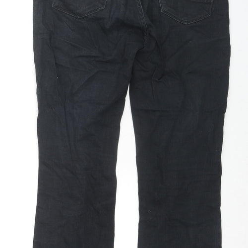 Marks and Spencer Womens Black Cotton Straight Jeans Size 10 L23 in Regular Zip