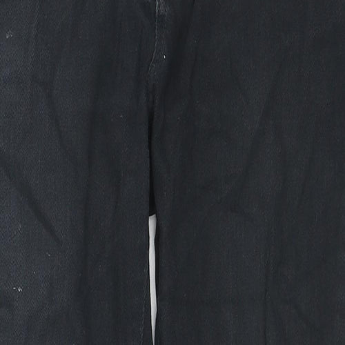 Marks and Spencer Womens Black Cotton Straight Jeans Size 10 L23 in Regular Zip