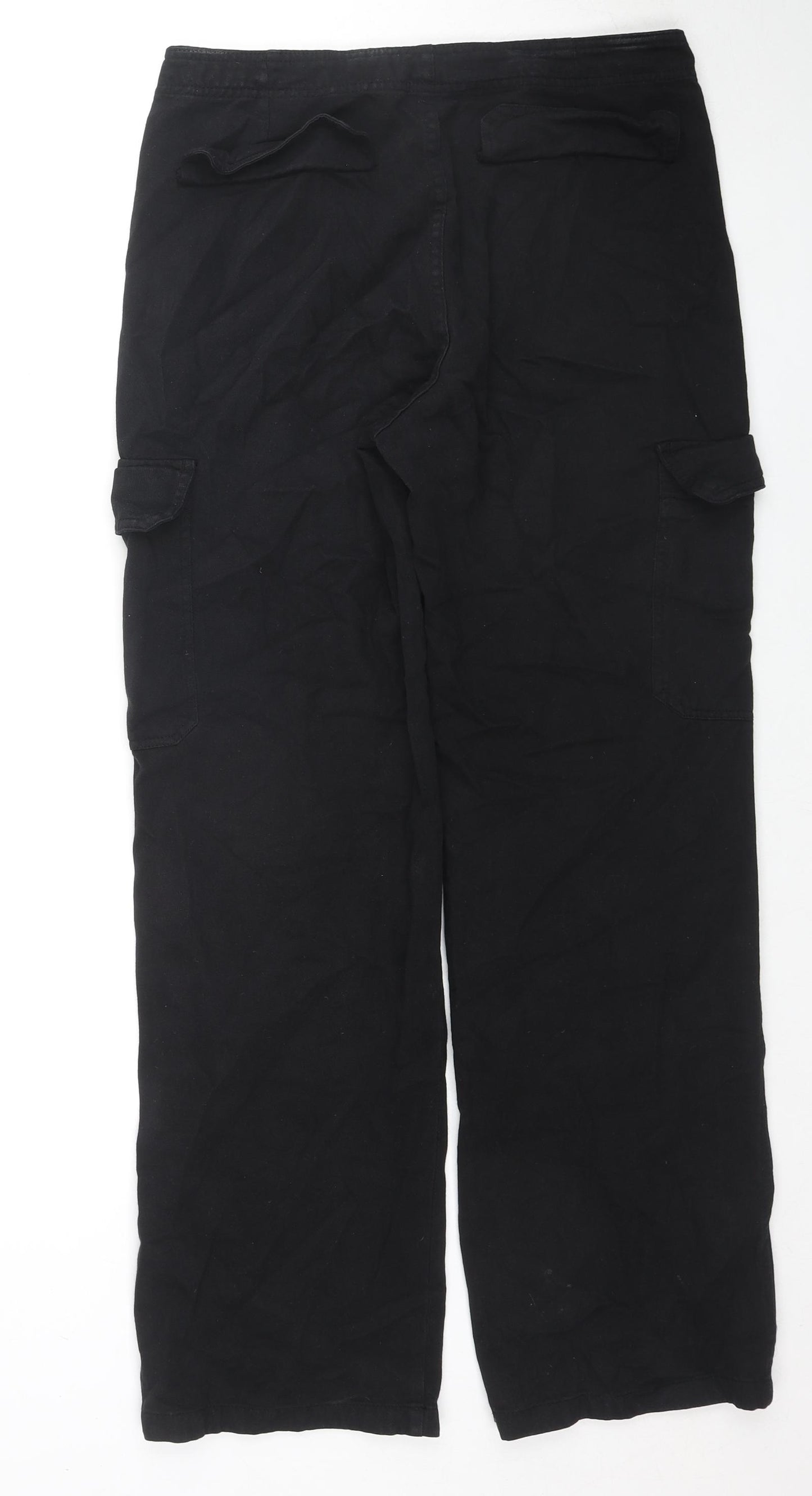 Zara Womens Black Cotton Straight Jeans Size 12 L30 in Regular Zip - Cargo Style