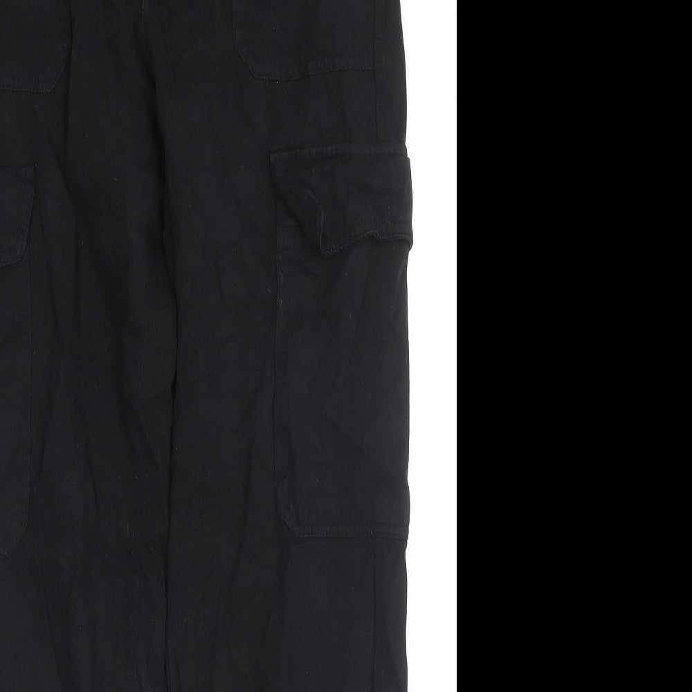 Zara Womens Black Cotton Straight Jeans Size 12 L30 in Regular Zip - Cargo Style