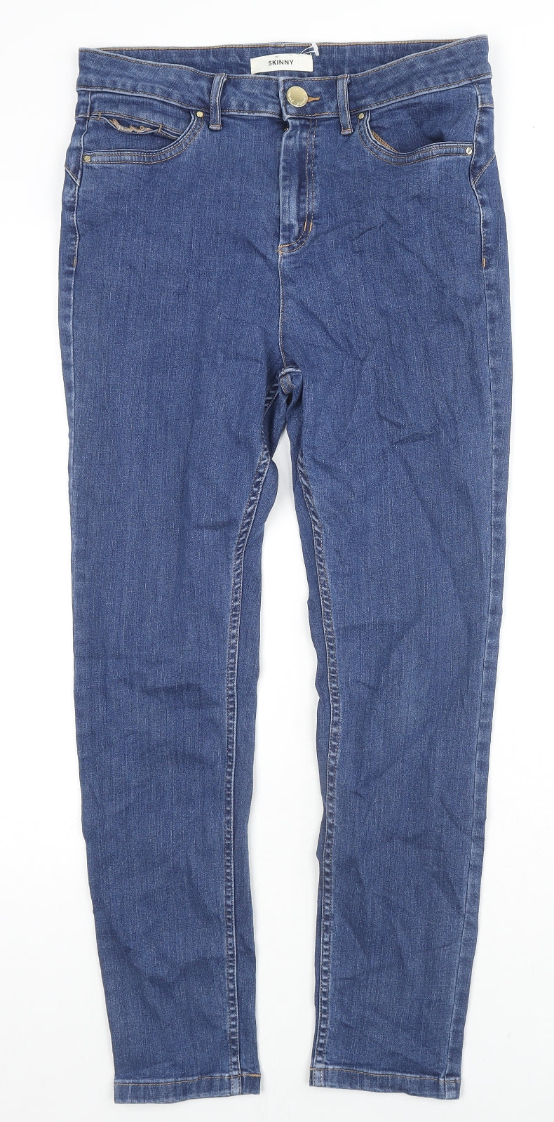 Marks and Spencer Womens Black Cotton Skinny Jeans Size 12 L27 in Regular Zip