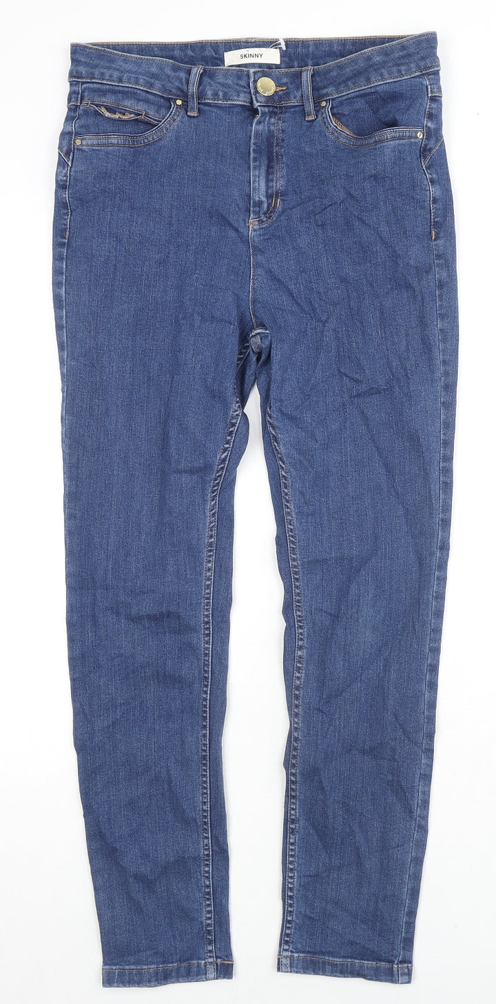Marks and Spencer Womens Black Cotton Skinny Jeans Size 12 L27 in Regular Zip