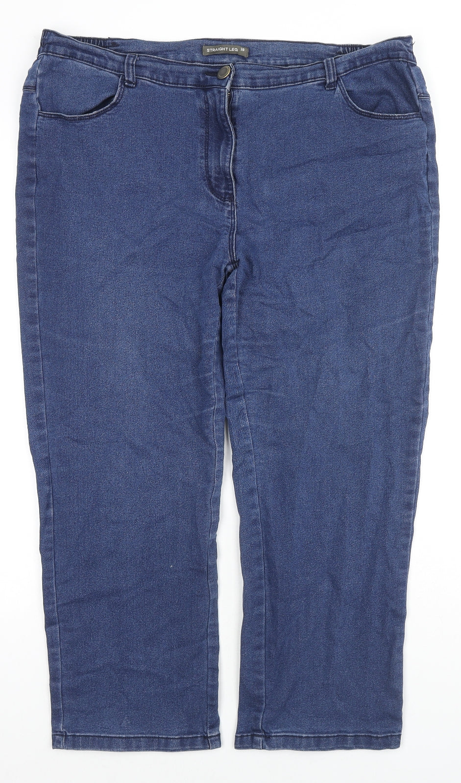 Bonmarché Womens Blue Cotton Straight Jeans Size 18 L23 in Regular Zip
