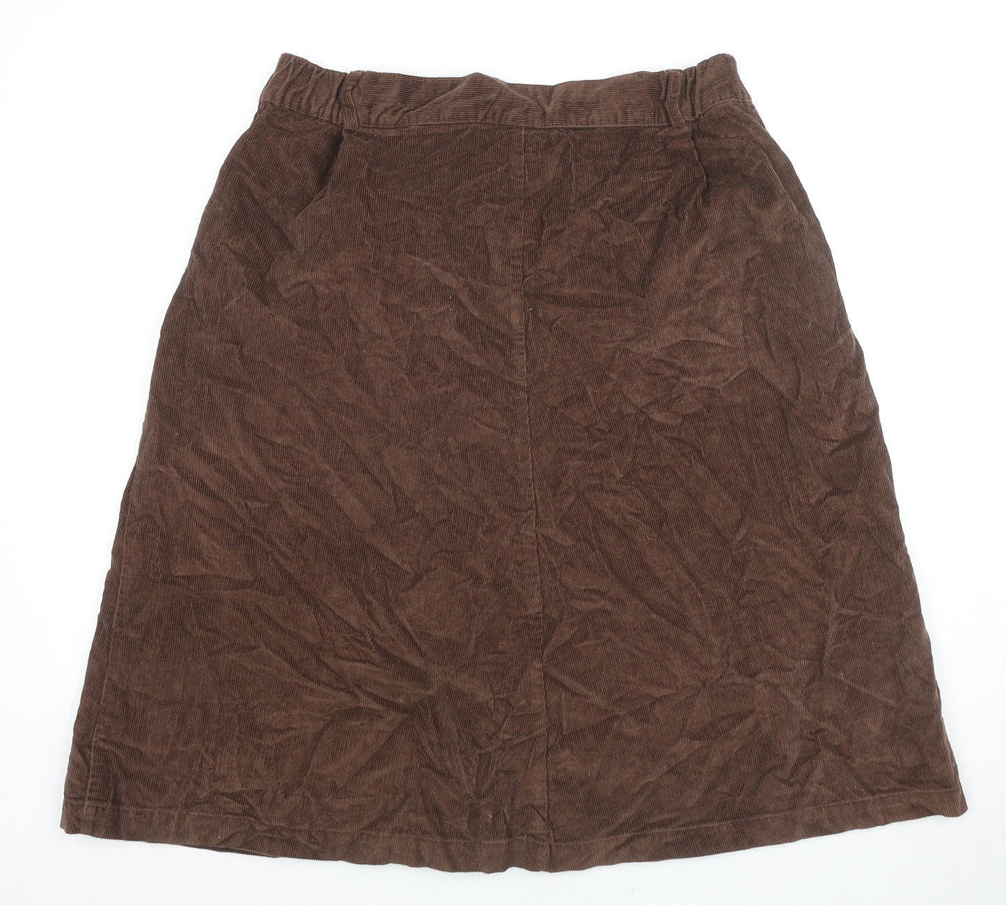 Damart Womens Brown Cotton A-Line Skirt Size 16 Button