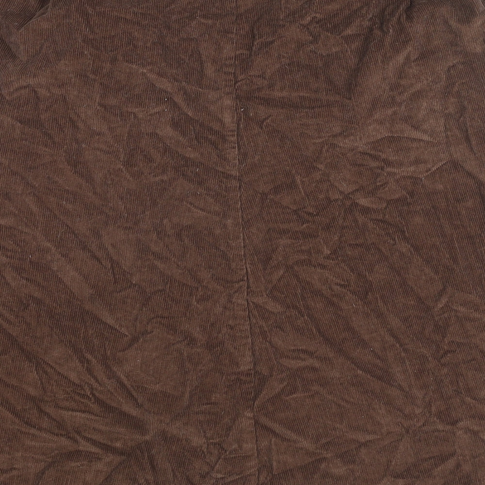 Damart Womens Brown Cotton A-Line Skirt Size 16 Button