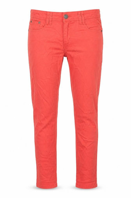 Front view of Next women’s red cotton skinny jeans, size UK 12, 32-inch leg regular zip