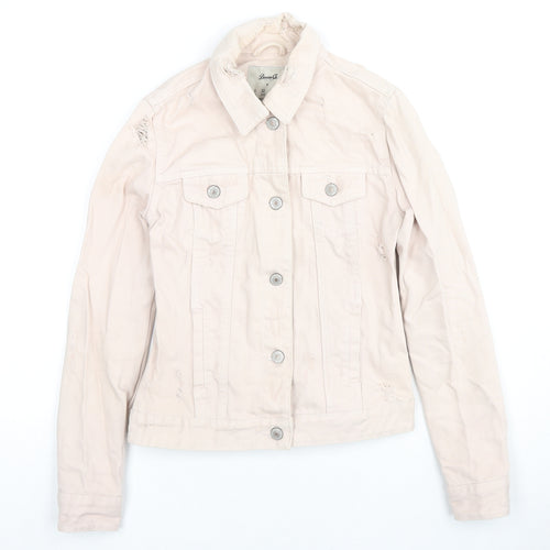 Denim & Co. Womens Beige Jacket Size 4 Button
