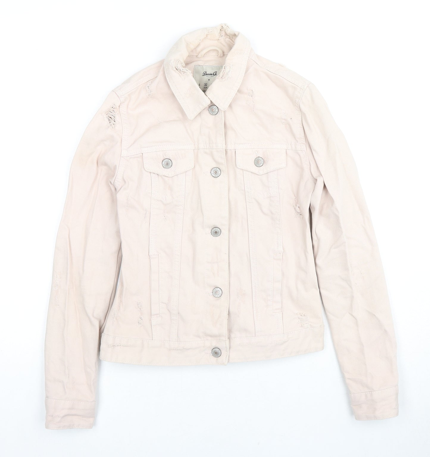 Denim & Co. Womens Beige Jacket Size 4 Button