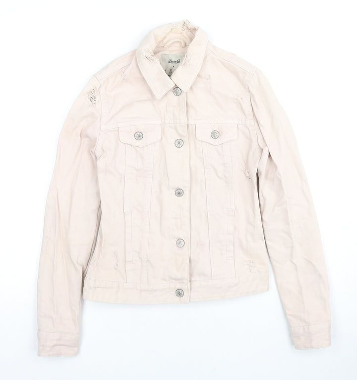 Denim & Co. Womens Beige Jacket Size 4 Button