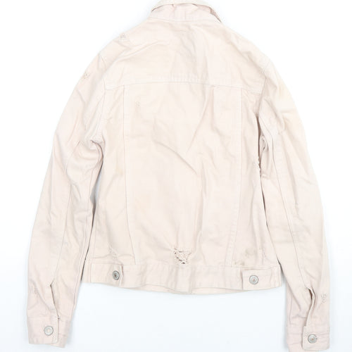 Denim & Co. Womens Beige Jacket Size 4 Button