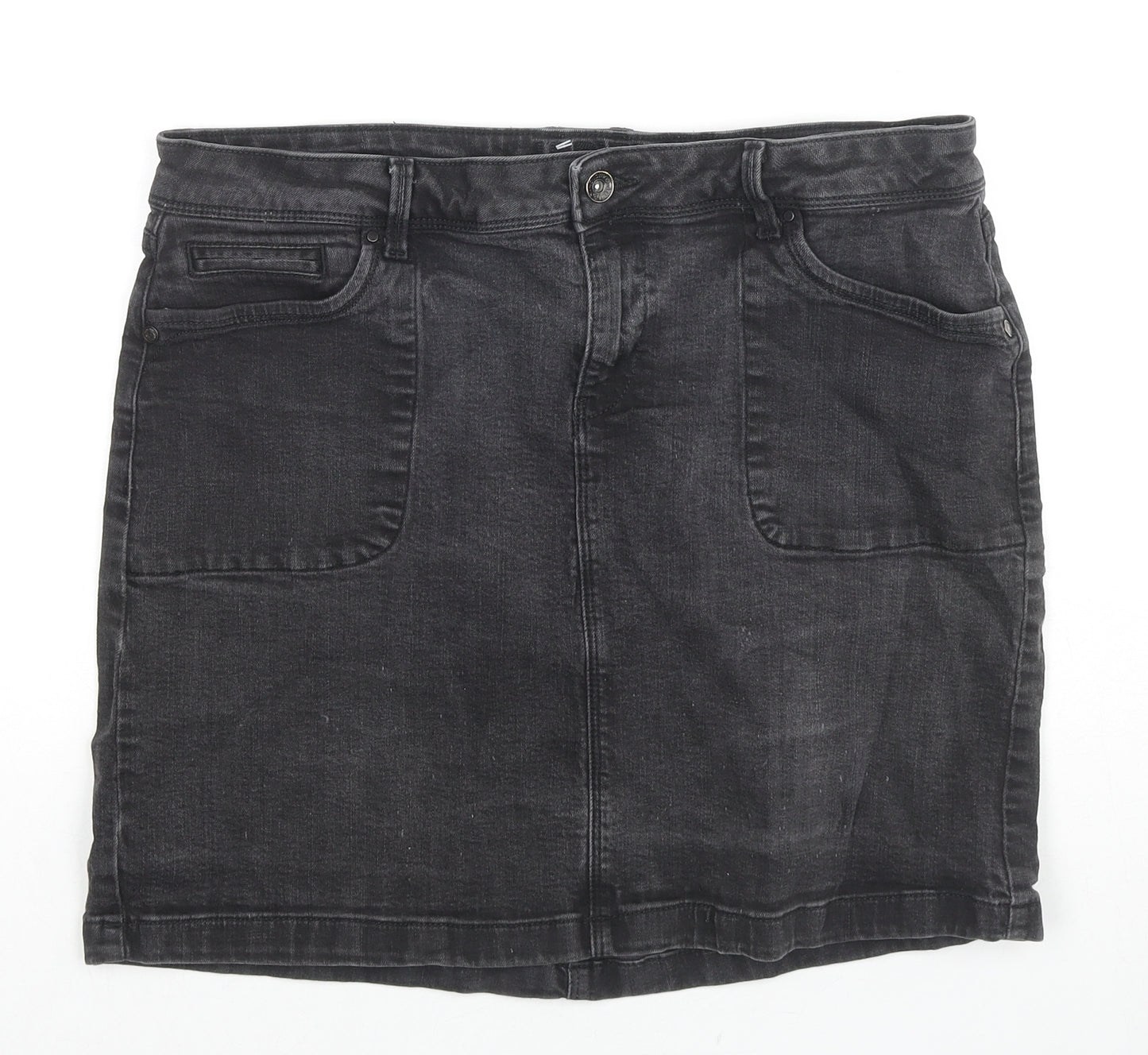 Mark Shale Womens Black Cotton A-Line Skirt Size 16 Zip
