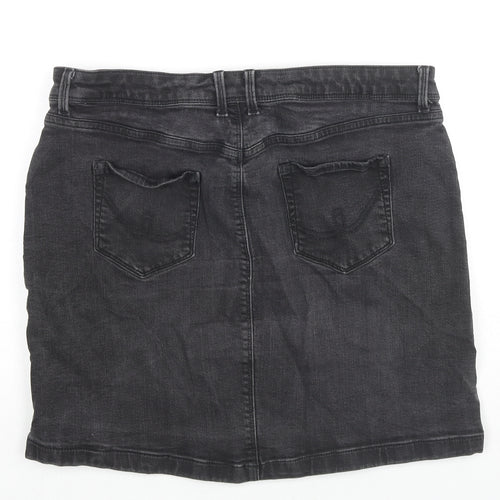Mark Shale Womens Black Cotton A-Line Skirt Size 16 Zip