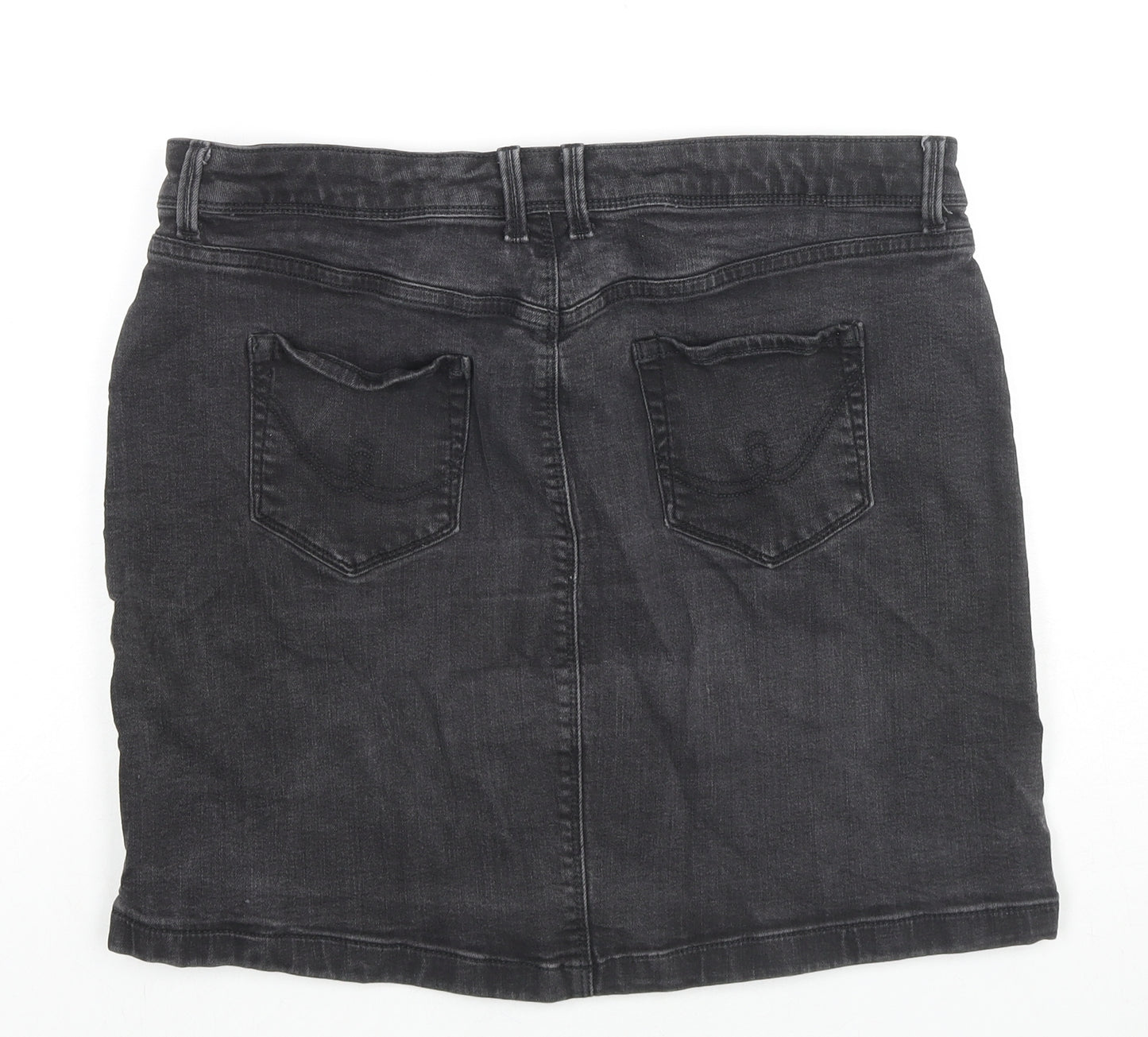 Mark Shale Womens Black Cotton A-Line Skirt Size 16 Zip