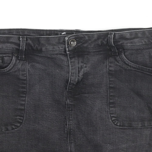 Mark Shale Womens Black Cotton A-Line Skirt Size 16 Zip