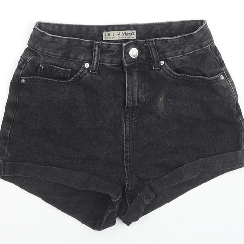 Denim & Co. Womens Black Cotton Hot Pants Shorts Size 4 L3 in Regular Zip