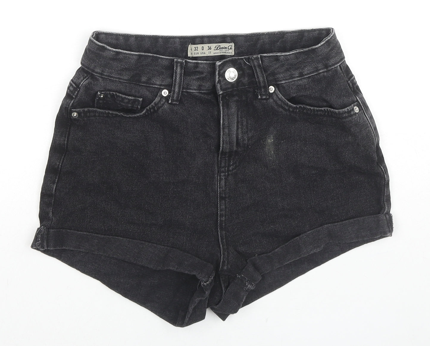 Denim & Co. Womens Black Cotton Hot Pants Shorts Size 4 L3 in Regular Zip