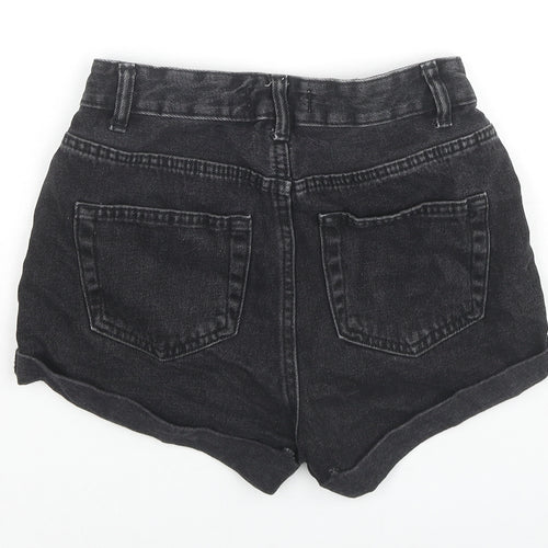 Denim & Co. Womens Black Cotton Hot Pants Shorts Size 4 L3 in Regular Zip