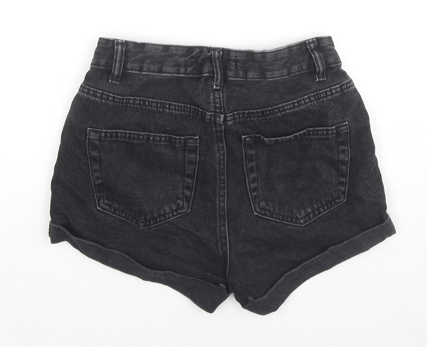 Denim & Co. Womens Black Cotton Hot Pants Shorts Size 4 L3 in Regular Zip