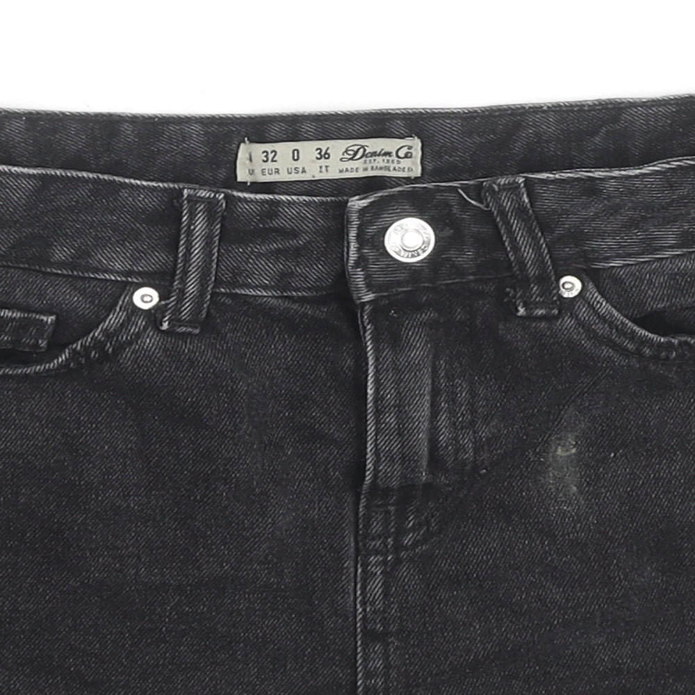 Denim & Co. Womens Black Cotton Hot Pants Shorts Size 4 L3 in Regular Zip
