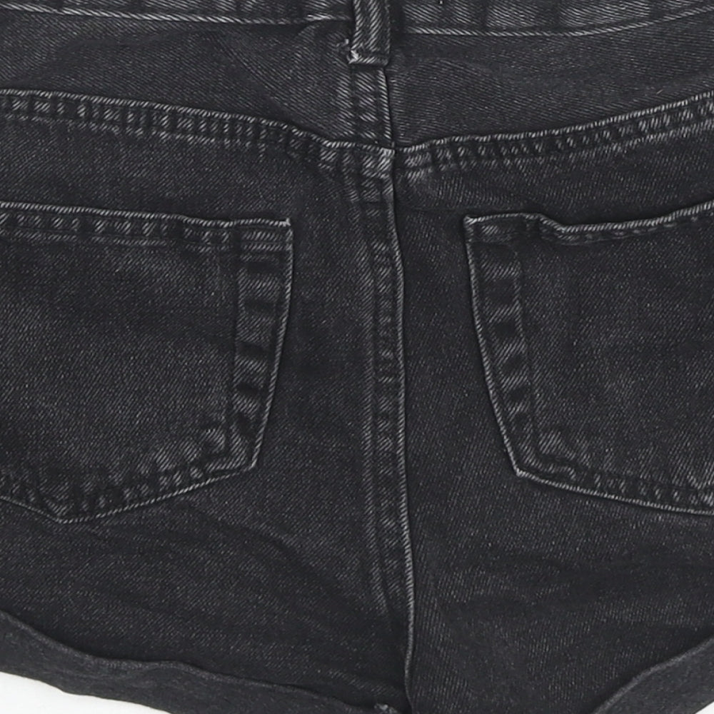 Denim & Co. Womens Black Cotton Hot Pants Shorts Size 4 L3 in Regular Zip